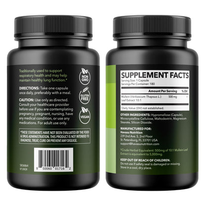 500mg Mullein Extract for Lung Support and Respiratory Health, 30 Count | Mullein Leaf Capsules for Respiratory Health, Vegan, Non-GMO Herbal Supplement for Overall Daily Wellness, 1 Month Supply Gsupps Australia