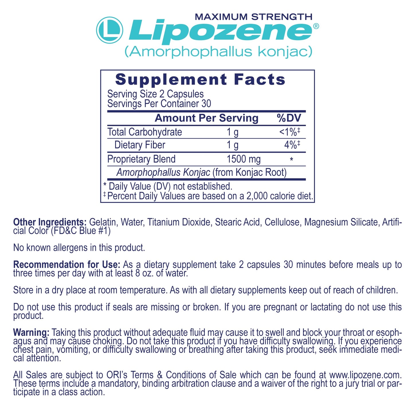 Lipozene Weight-Management Fiber Supplement, 60 Capsules | Non-Stimulant Glucomannan Formula for Healthy Lifestyle Support Lipozene