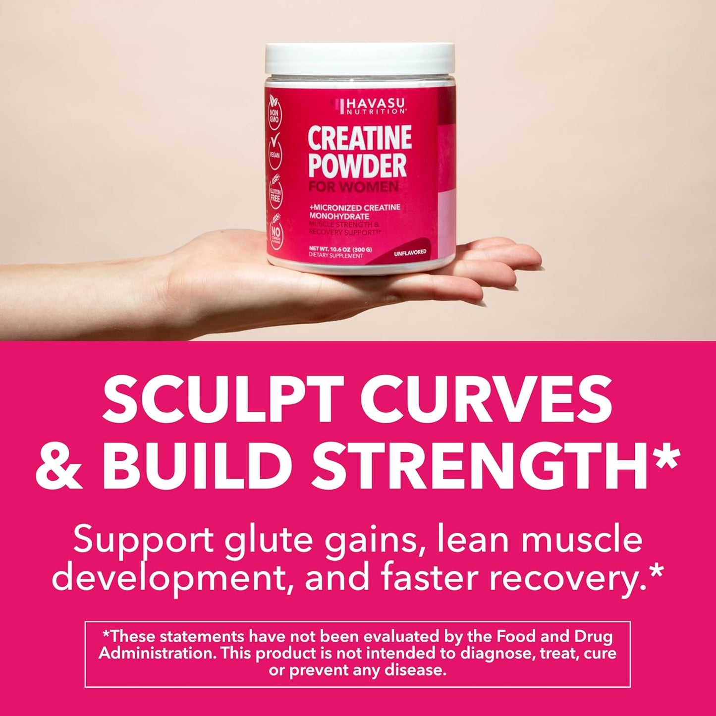 Creatine for Women, Unflavored, 300gm, 3g, Energy & Lean Muscle Support | Micronized Creatine Monohydrate Per Serving, Mental Clarity Support, Post Workout Recovery, Non-GMO, 100 Servings, Vegan Gsupps Australia