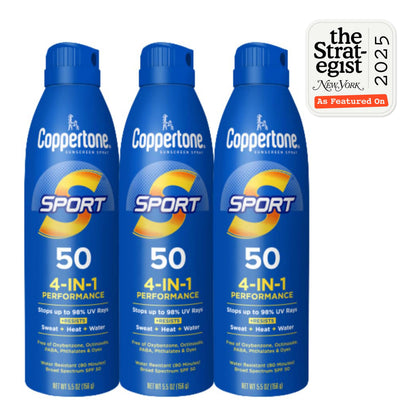 Coppertone SPORT Sunscreen Spray SPF 50, Multipack, 3 x 5.5 FL OZ Coppertone