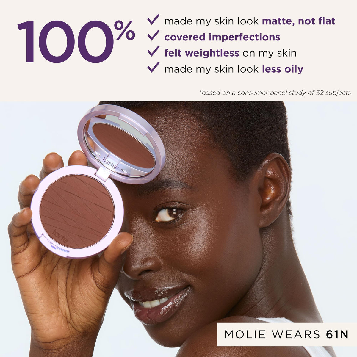 tarte face tape pressed powder – Medium-Coverage Waterproof Powder, Hyaluronic Acid & Peptides to Smooth & Set Makeup, Lightweight, Vegan & Cruelty-Free, full size, 44H tan honey tarte