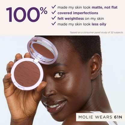 tarte face tape pressed powder – Medium-Coverage Waterproof Powder, Hyaluronic Acid & Peptides to Smooth & Set Makeup, Lightweight, Vegan & Cruelty-Free, full size, 44H tan honey tarte
