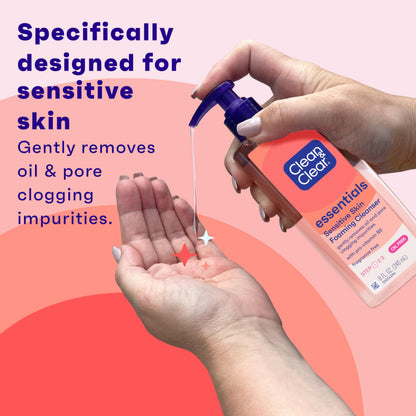 Clean & Clear Essentials Oil-Free Foaming Facial Cleanser, Daily Foaming Face Wash with Pro-Vitamin B5 for Sensitive Skin Clean & Clear