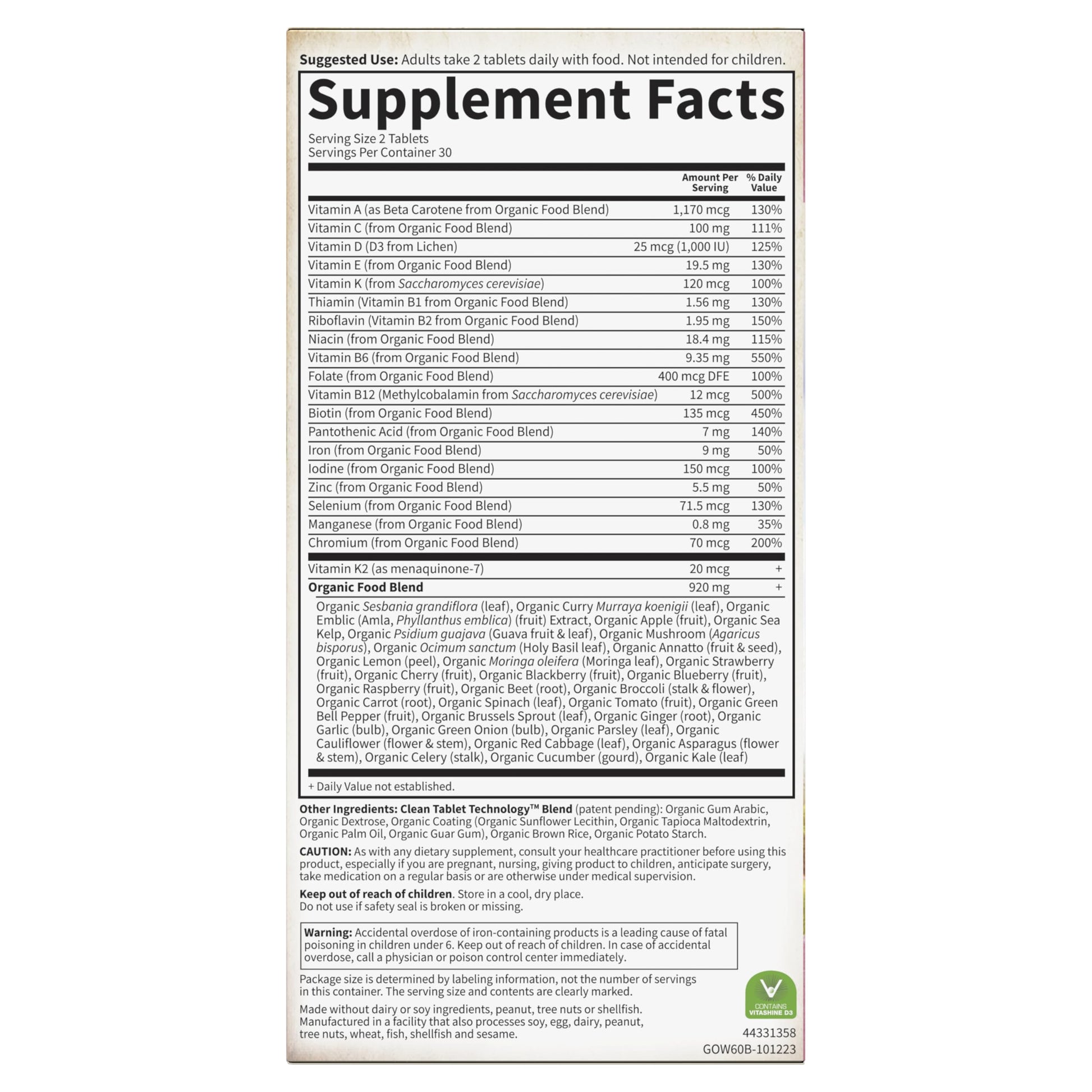 Garden of Life Organics Women's Multivitamin with Vitamin C, D3, Folate, B12, Biotin & Iron – Women's Multivitamin for Energy, Heart Health & Radiant Skin, USDA Organic, Non-GMO, Vegan, 120 Tablets Gsupps Australia