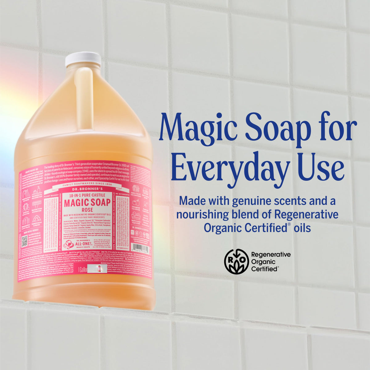 Dr. Bronner's Rose Pure-Castile Liquid Soap, Hand Soap, 32 oz Dr. Bronner's