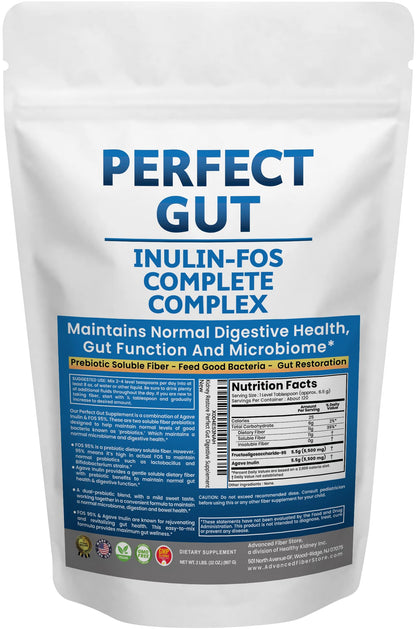 Perfect Gut: Inulin FOS Powder for Gut Health. Prebiotic Inulin. Unique Prebiotic 95% FOS Inulin Agave Fiber Kidney Restore