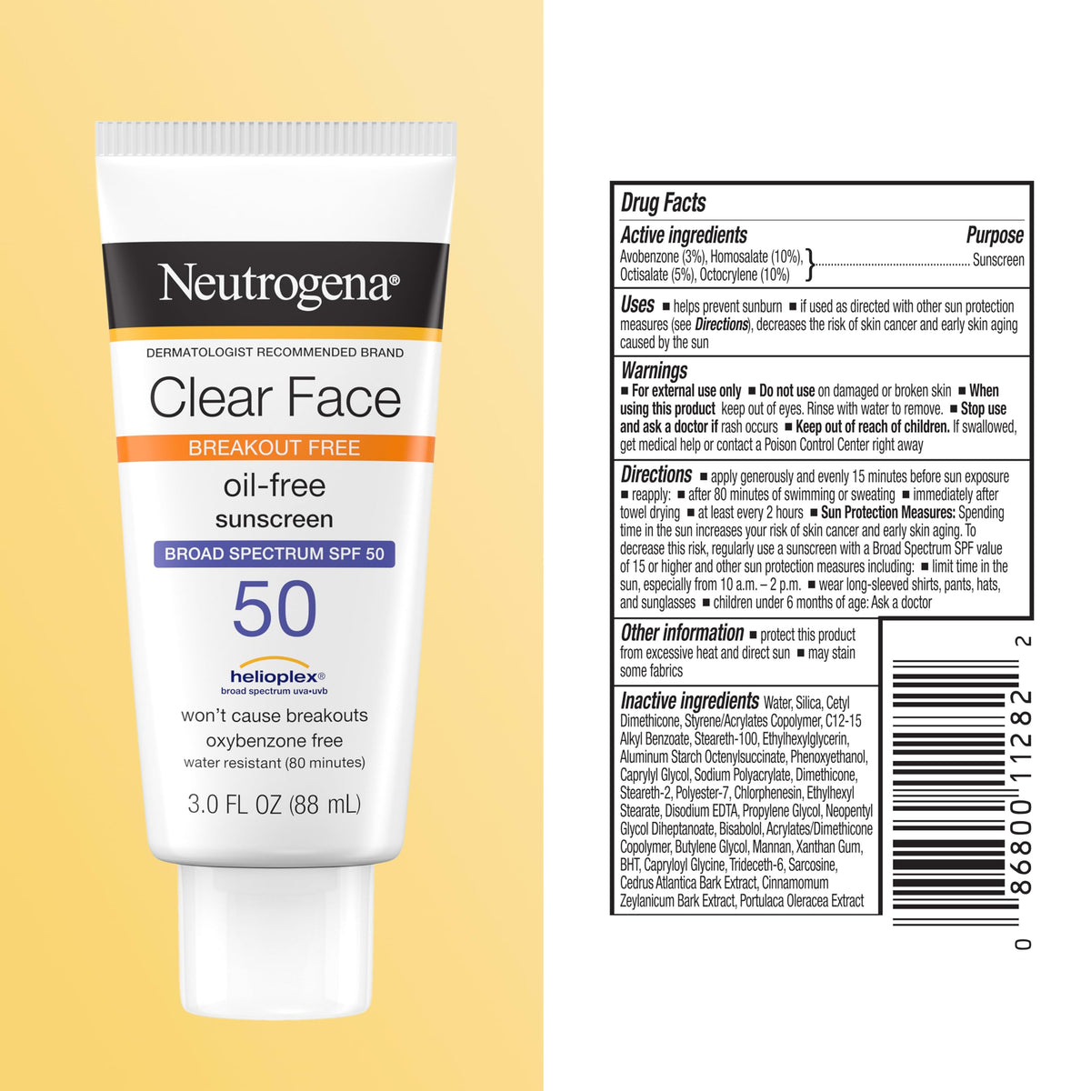 Neutrogena Clear Face Sunscreen Lotion SPF 50, 3 fl. oz Neutrogena