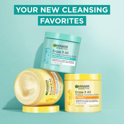 Garnier Erase It All Makeup Cleansing Balm with Hyaluronic Acid, Replumping Facial Cleanser and Makeup Remover, 4.2 Oz Garnier