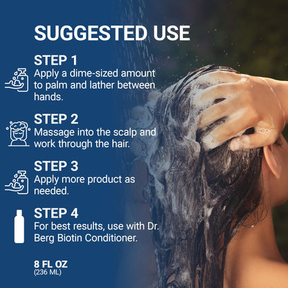 Dr. Berg Biotin Shampoo for Men & Women (Improved High-Performance Formula) - Independently Tested & Certified Paraben- Sulfate- & Silicone-Free - Infused w/Biotin, Argan Oil & Botanicals - 8 Fl oz Dr. Berg Nutritionals