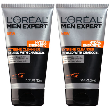 L'Oreal Paris Men Expert Hydra Energetic Daily Facial Cleanser with Charcoal, 2 ct. L'Oreal Paris