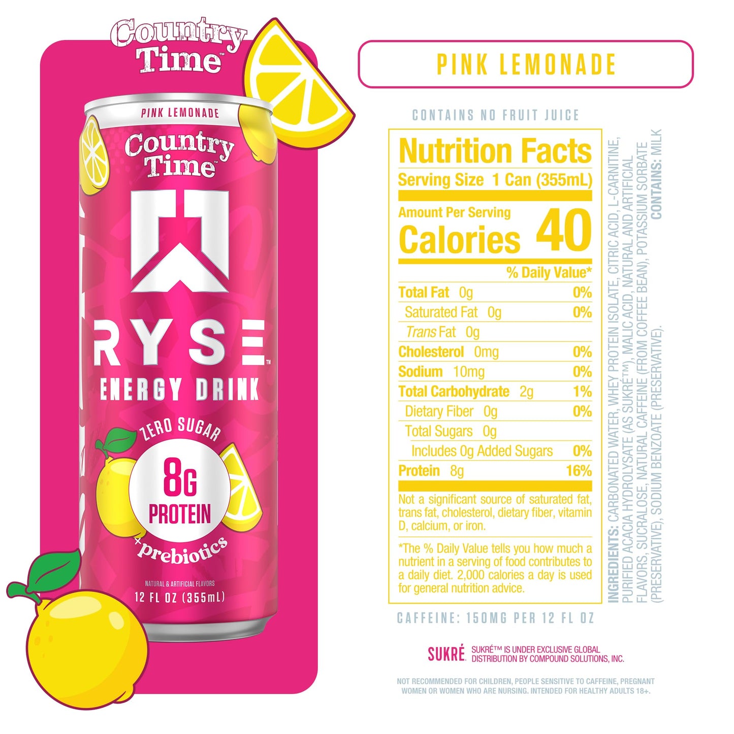 RYSE Functional Energy Drink - 5 Flavors Variety Pack - 150mg Natural Caffeine, 8g Whey Protein & 1g Prebiotics - Sugar Free, Gut-Friendly, Bloat-Free - 12 fl oz Cans (12-Pack)