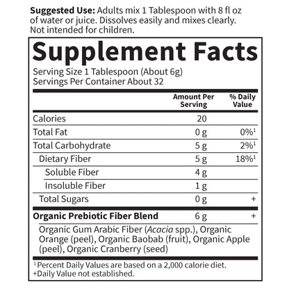 Garden of Life Dr. Formulated Organic Fiber Powder, Unflavored, Prebiotic Superfood Fiber Supplement, Constipation Relief Garden of Life
