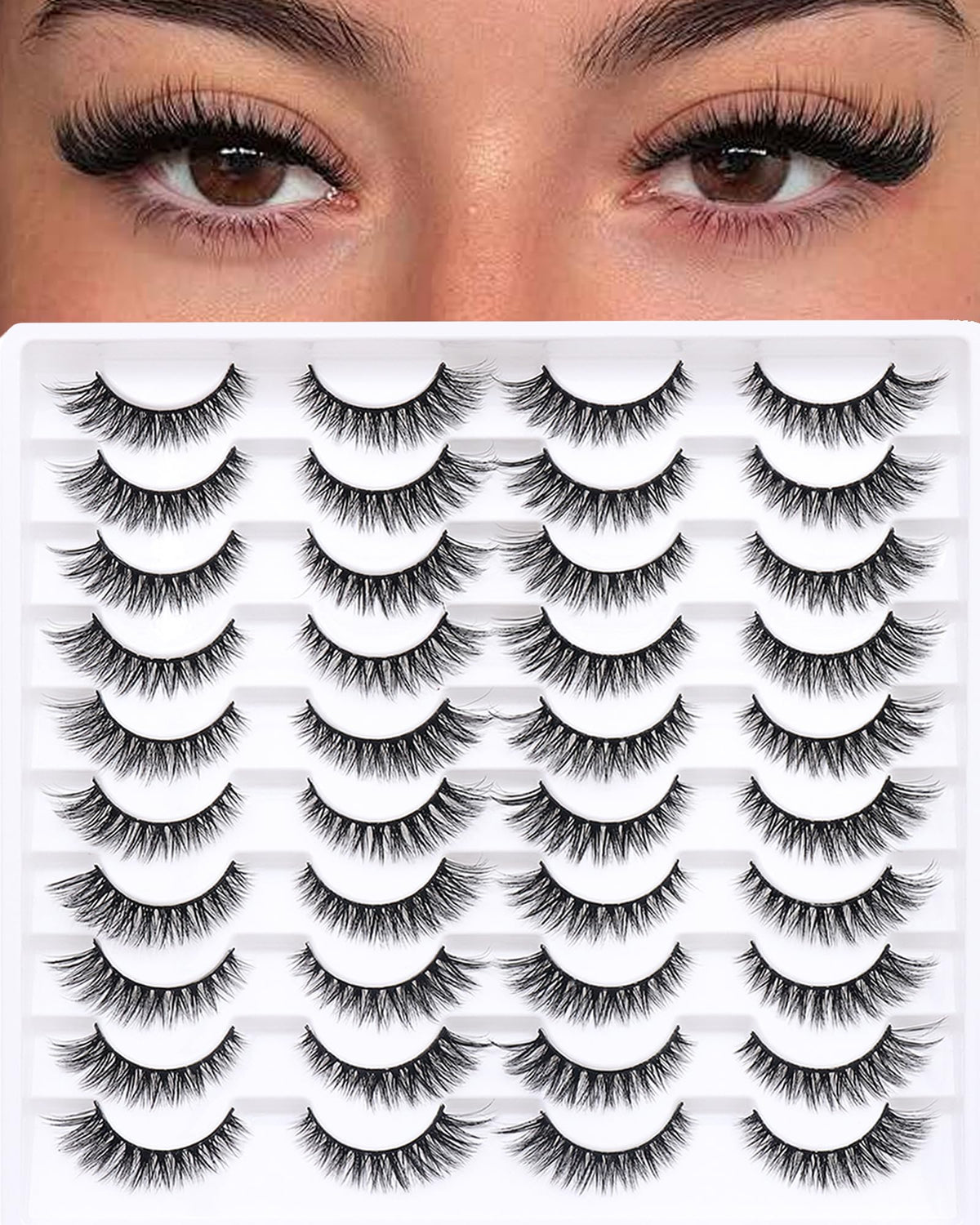 Azenlo False Eyelashes 20 Pairs Wispy Lashes Faux Mink Lashes 14mm 3D Fluffy Cat Eye Lashes （style 20-061) Azenlo