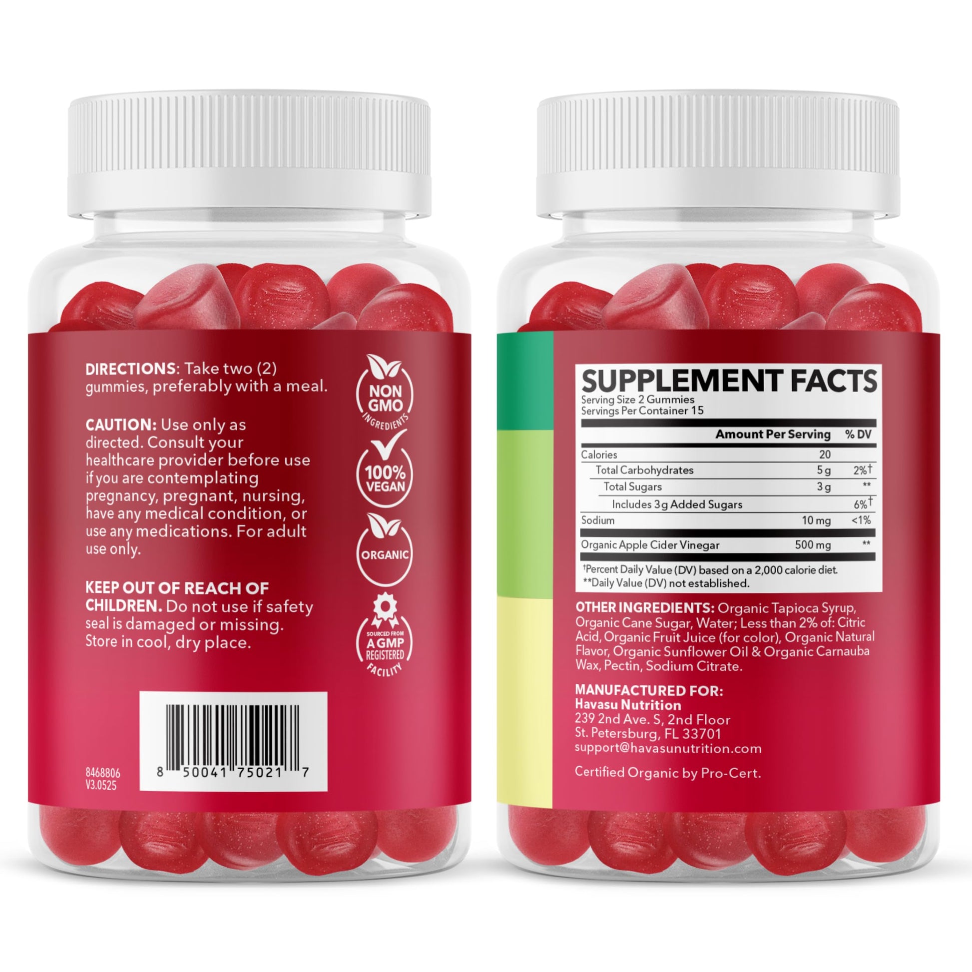 Apple Cider Vinegar Gummies, USDA Organic, Apple Flavor, 1-Month Supply | USDA Organic ACV Gummies for Digestive Health, Metabolism & Gut Support, Vegan, Gluten-Free, No Harsh Taste, 60ct Gsupps Australia