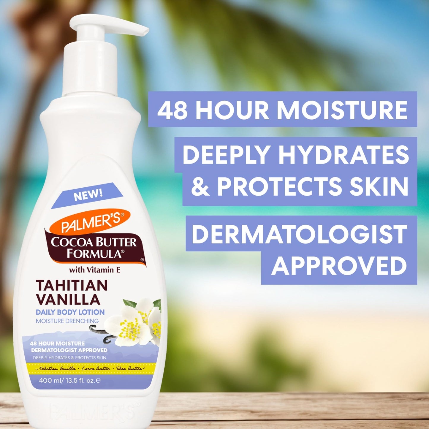 Palmer's Cocoa Butter Formula Tahitian Vanilla Body Lotion, 13.5 Oz, Daily Moisturizing Lotion for Dry Skin with Shea Butter & Vitamin E Palmer's