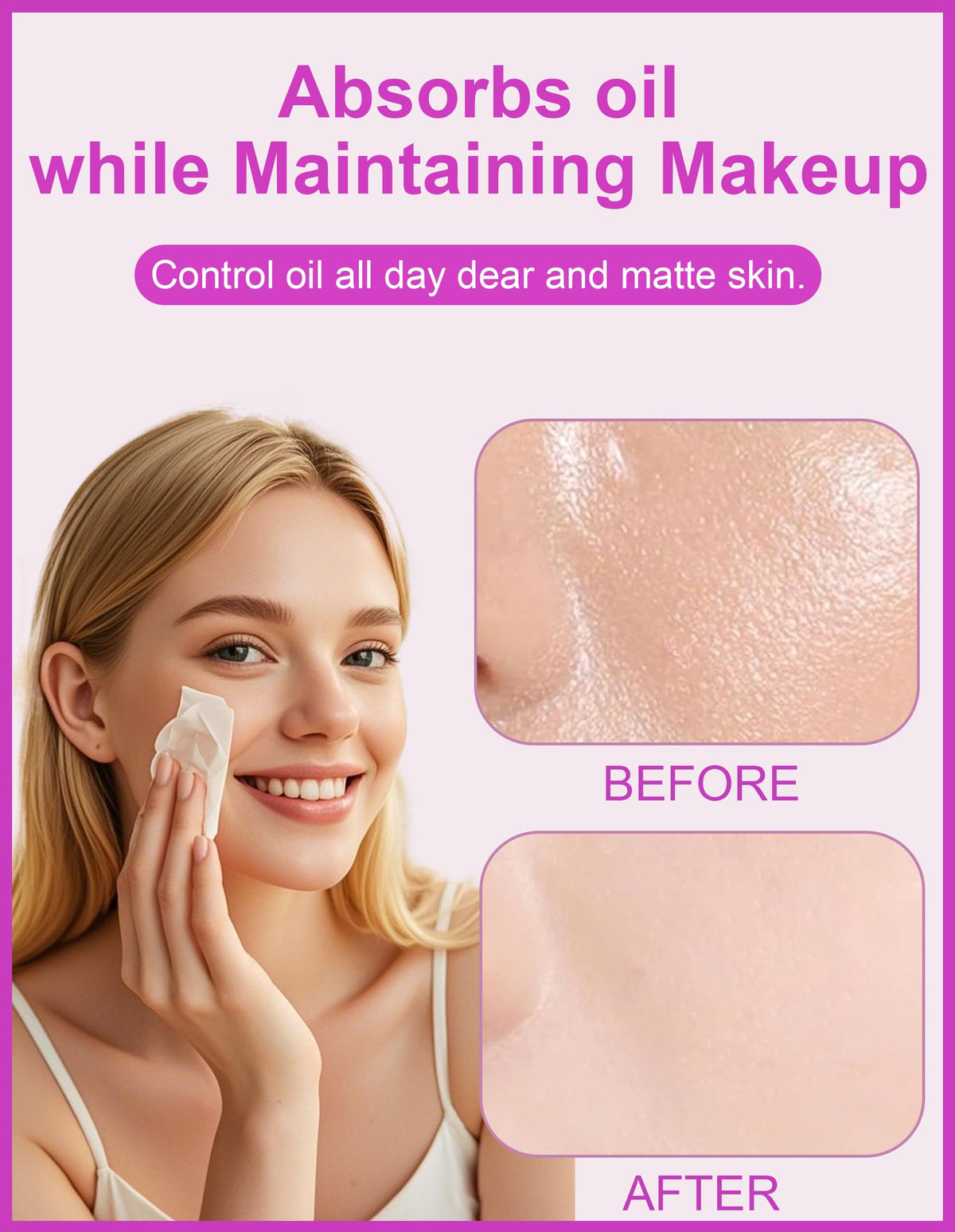 300PCS lavender Oil Blotting Papers for Face - Controls Shine, Saves Makeup Okerker