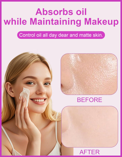 300PCS lavender Oil Blotting Papers for Face - Controls Shine, Saves Makeup Okerker