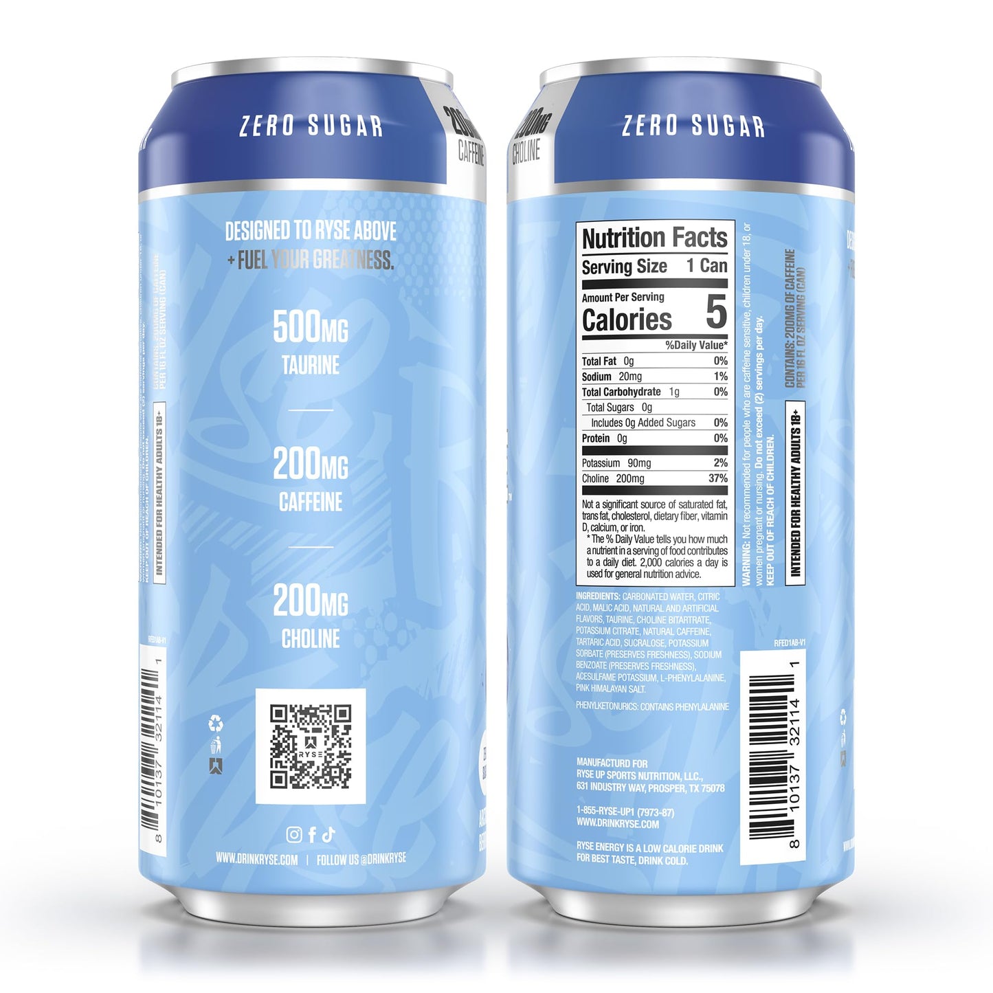 RYSE Fuel Energy Drink - Variety Pack - Sugar Free, Gluten Free & Vegan - 200mg Natural Caffeine, Taurine & Choline for Focus & Energy - No Artificial Colors - 16 fl oz Cans (12-Pack)