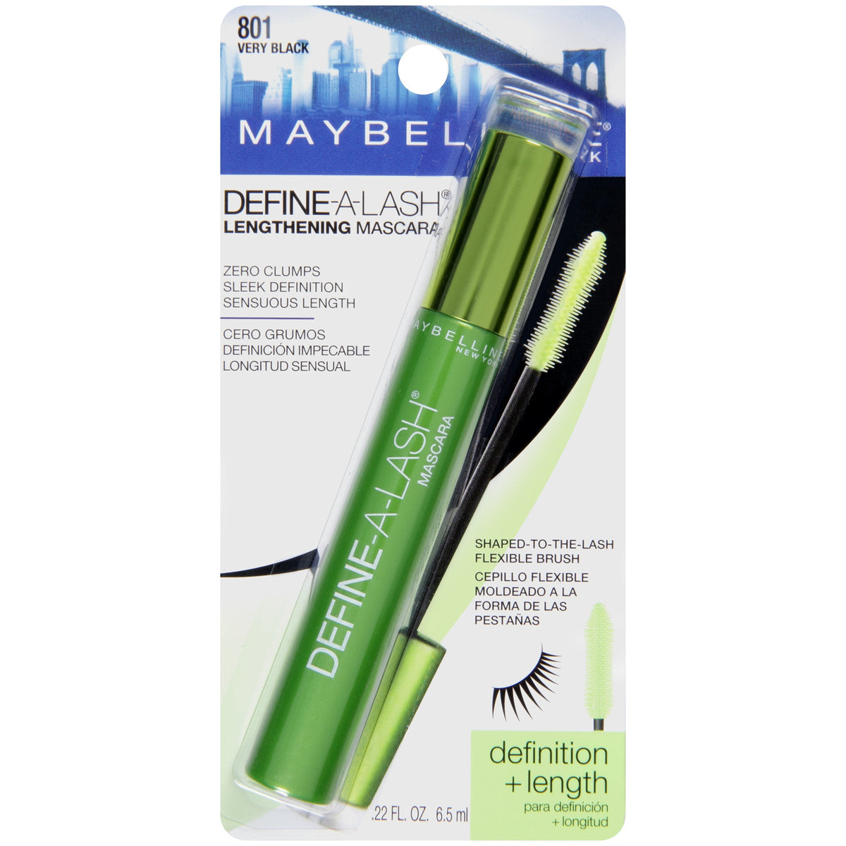 Maybelline New York Define-A-Lash Lengthening Washable Mascara, Very Black. For Washable Definition and Shape in Longer-looking Lashes , 0.22 Fluid Ounce MAYBELLINE