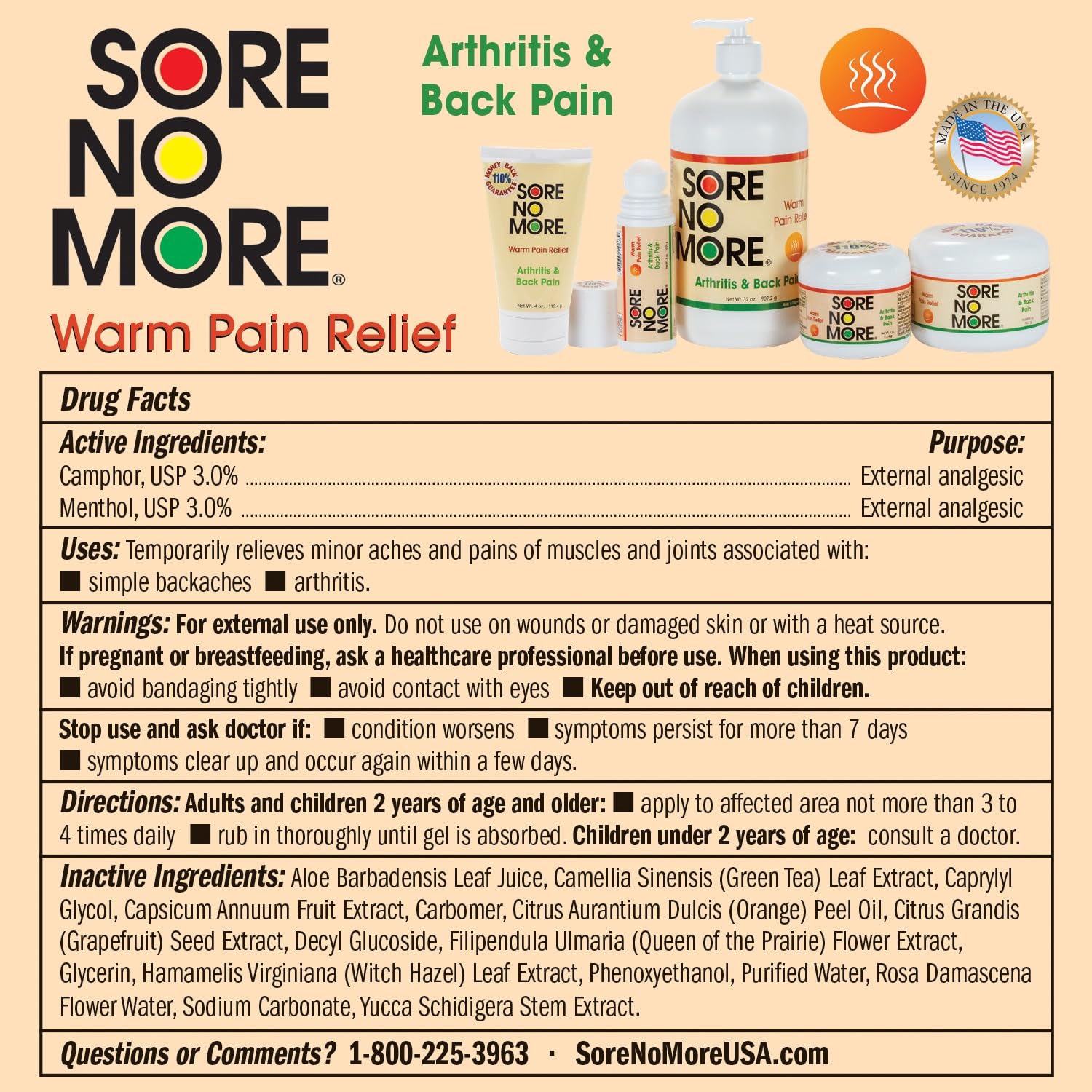 Sore No More Warm Arthritis Pain Relief Cream – Targeted Reliever for Back, Neck, Hands & Feet – Soothing & Fast-Acting Formula for Aches and Pains – Non-Greasy with Orange Aroma – 8 oz Sore No More buy australia supplements