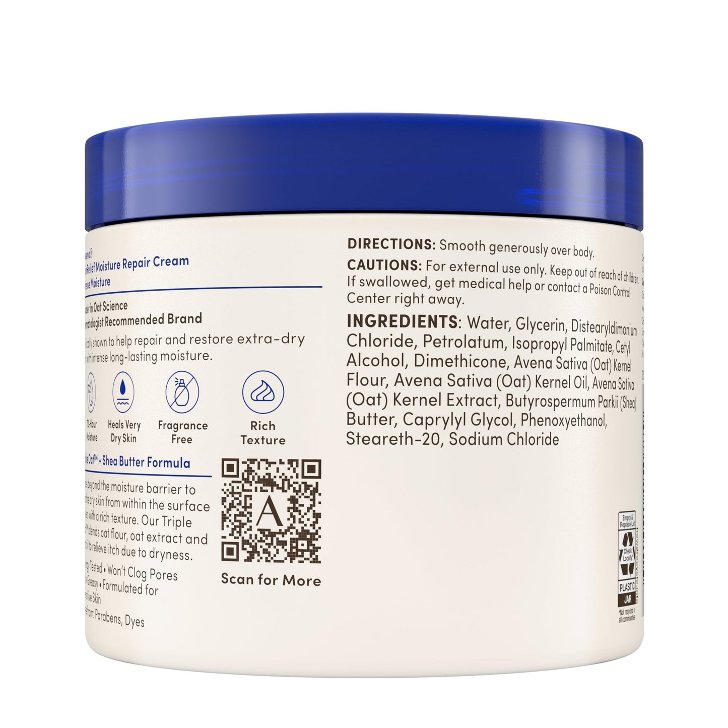 Aveeno Skin Relief Intense Moisture Repair Body Cream with Triple Oat & Shea Butter Formula, Helps Heal, Repair & Restore Very Dry Skin Aveeno