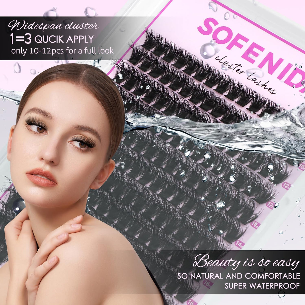 SOFENIDA Lash Clusters Kit 80D Lash Clusters Kit 10-18mm Volume Eyelash Clusters D Curly Cluster Eyelash Extensions 3D Wispy Lashes Cluster DIY Lash Extension Kit(80D-10-18MIX Thick Kit) SOFENIDA