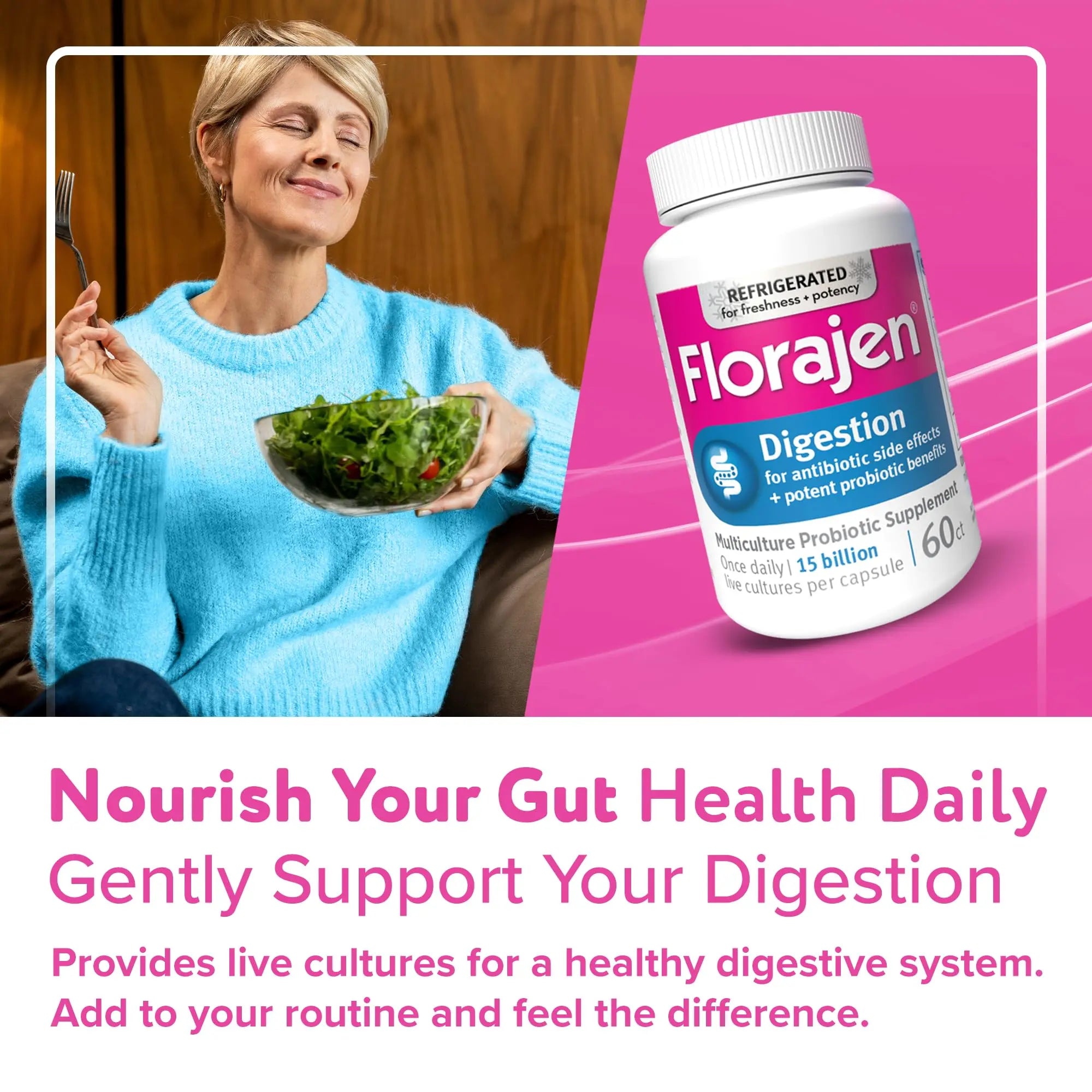 Florajen3 Digestion High Potency Refrigerated Probiotics | Restores Balance in Digestive System | for Antibiotic Side Effects | 60 Capsules Florajen buy australia supplements