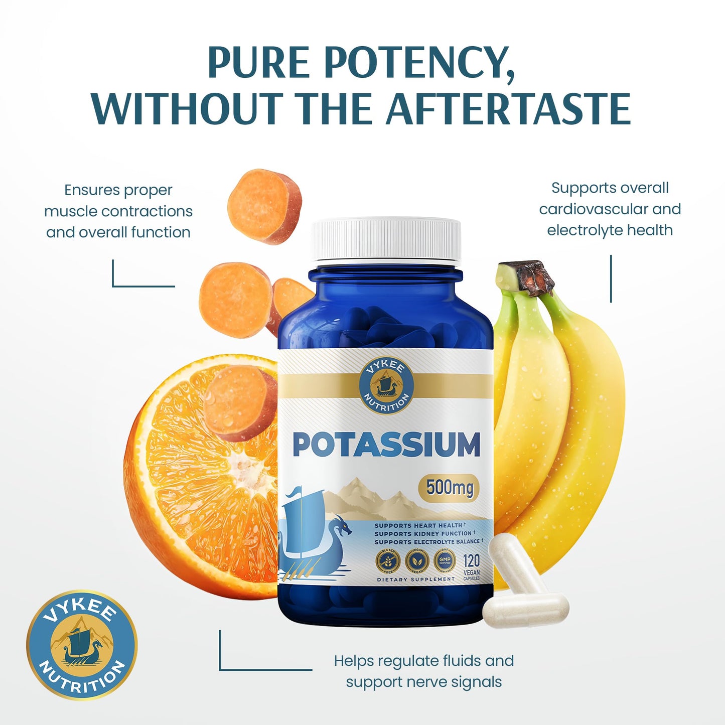 Vykee Nutrition Potassium Citrate Capsules - Supplements for Electrolyte Balance, Muscle & Heart Health - Vegan, Non-GMO, Vykee Nutrition