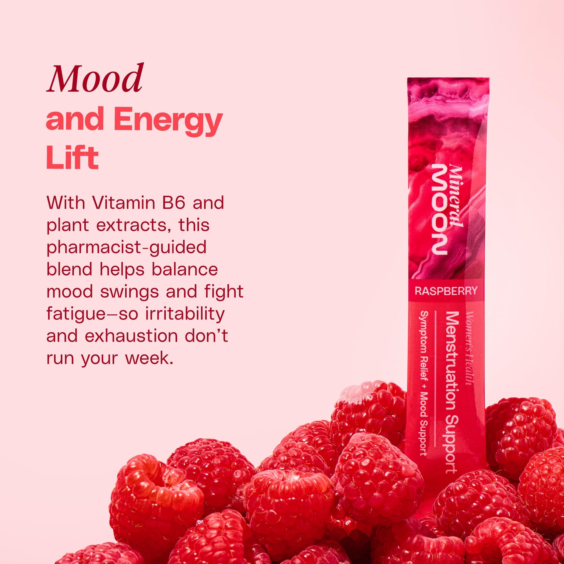 Mineral Moon Premium Menstruation Support - 14 Sachets Raspberry Drink - Hormonal Balance & PMS Support - Reduce Period Cramps, Fatigue & Nausea -with Magnesium Bisglycinate, BenfoPure B1 & Vitamin B6 Mineral Moon buy australia supplements