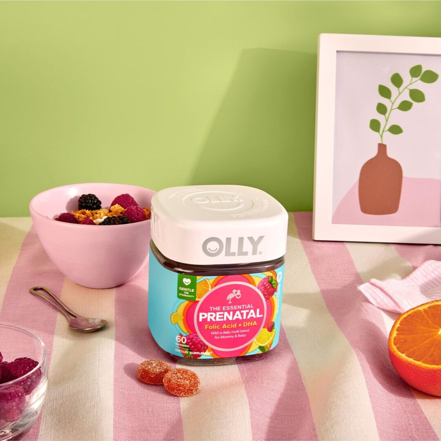 OLLY Prenatal Multivitamin Gummy, Supports Healthy Growth and Brain Development, Folic Acid, Vitamin D, Omega 3 DHA, Chewable Supplement OLLY