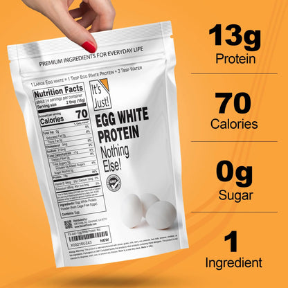 It's Just! - Egg White Protein Powder, Made in USA from Cage-Free Eggs, Dried Egg Whites (Unflavored, 8oz) It's Just!