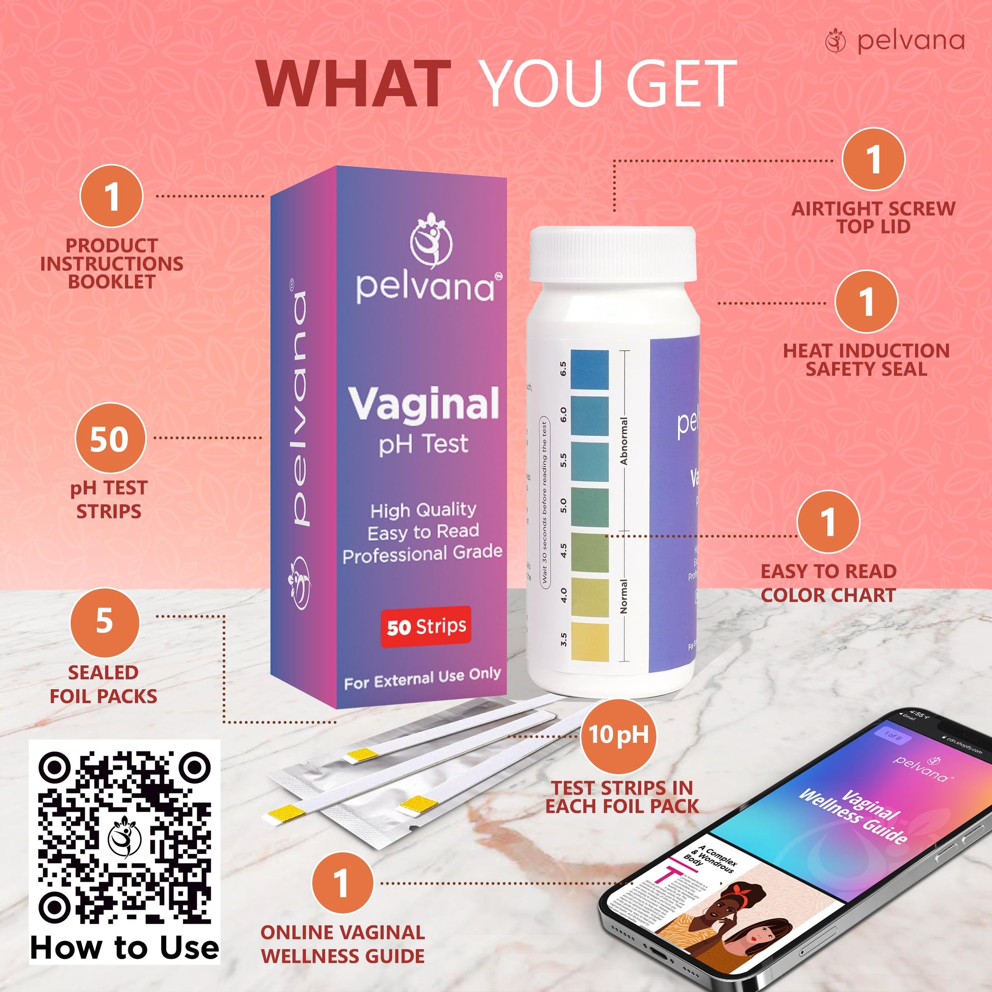 Pelvana Vaginal pH Balance Test Strips for Women 50 Strips - Vaginal pH Test Strips Pelvana buy australia supplements