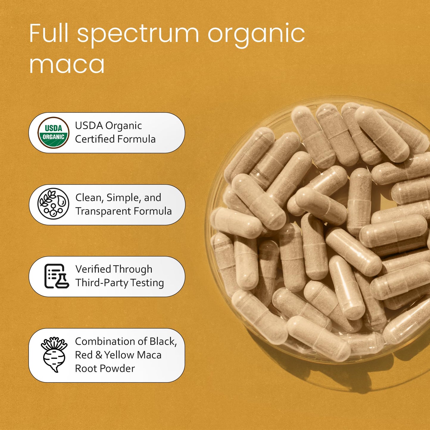 NaturaLife Labs Organic Maca Root – Black, Red & Yellow – 1900 mg per Serving – 150 Capsules – Gelatinized Peruvian Maca NaturaLife Labs