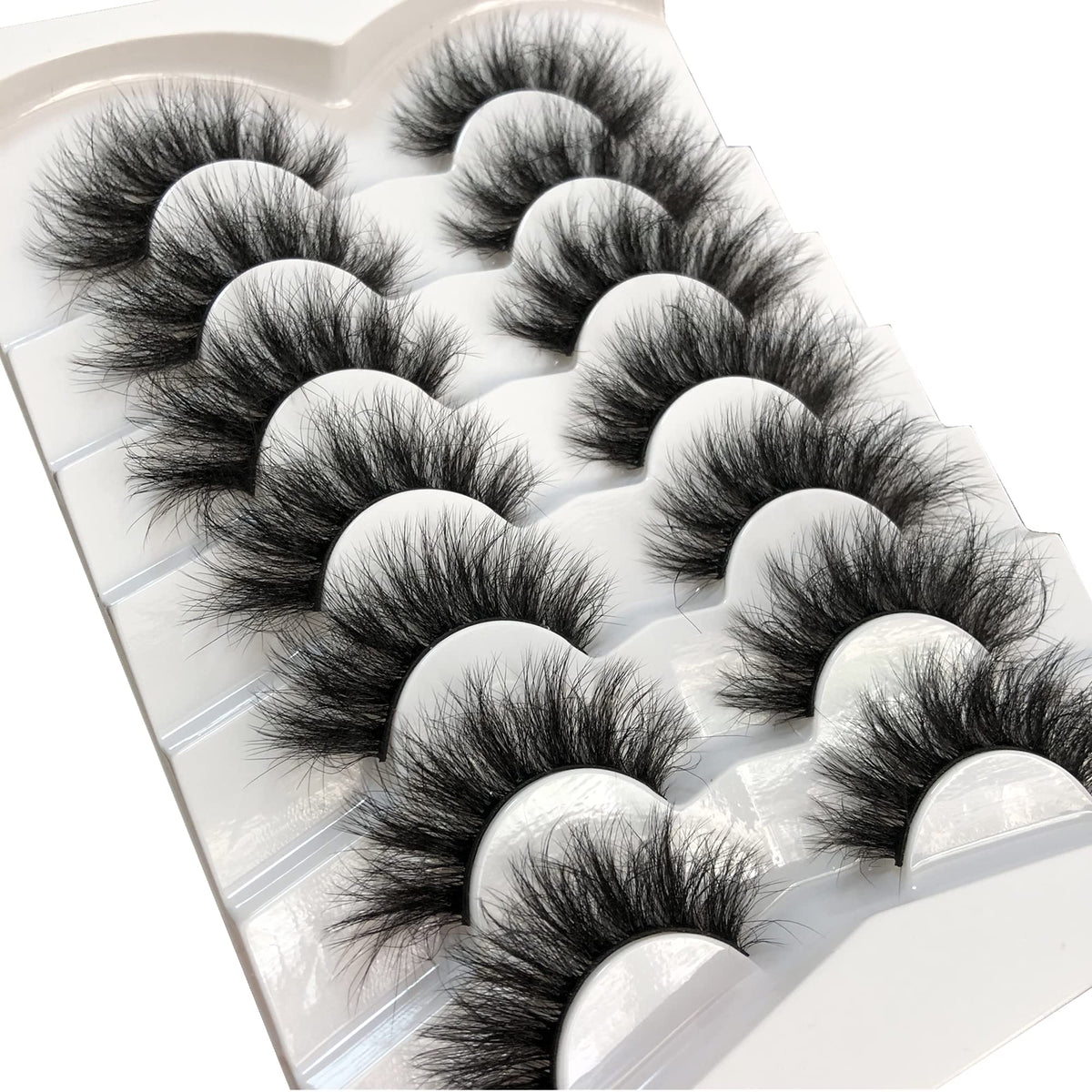 Pooplunch False Eyelashes Faux Mink Lashes Cat-Eye Look 18MM Wispy Long 8D Volume Fake Eyelash Strips 7 Pairs Pack Pooplunch