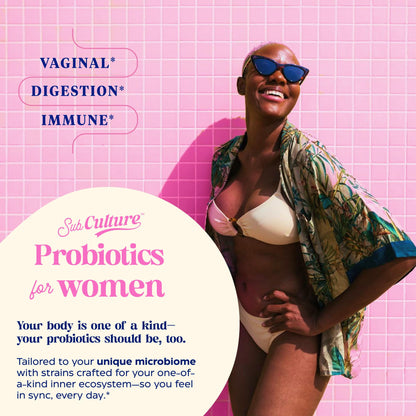 Enzymedica SubCulture Probiotic Supplement for Women - Women's Probiotic for Vaginal & Urinary Health Support, 50 Billion CFU, Supports Immune & Gut Health, Microbiome Balance, Vegetarian - 30 Caps Gsupps Australia