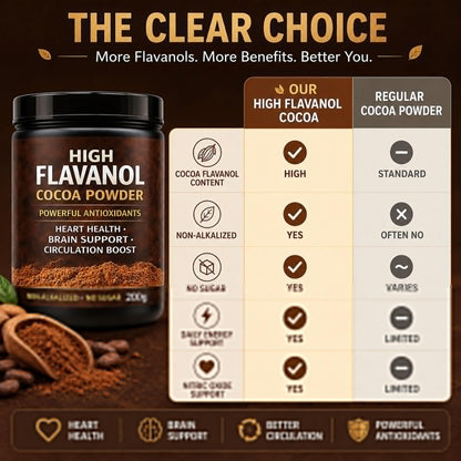 High Flavanol Cocoa Powder, Flavanol Rich Cocoa Powder– 1200mg Cocoa Flavanols – 10X More Flavanols – Supports Heart Health, Nitric Oxide & Energy NUEVIDA