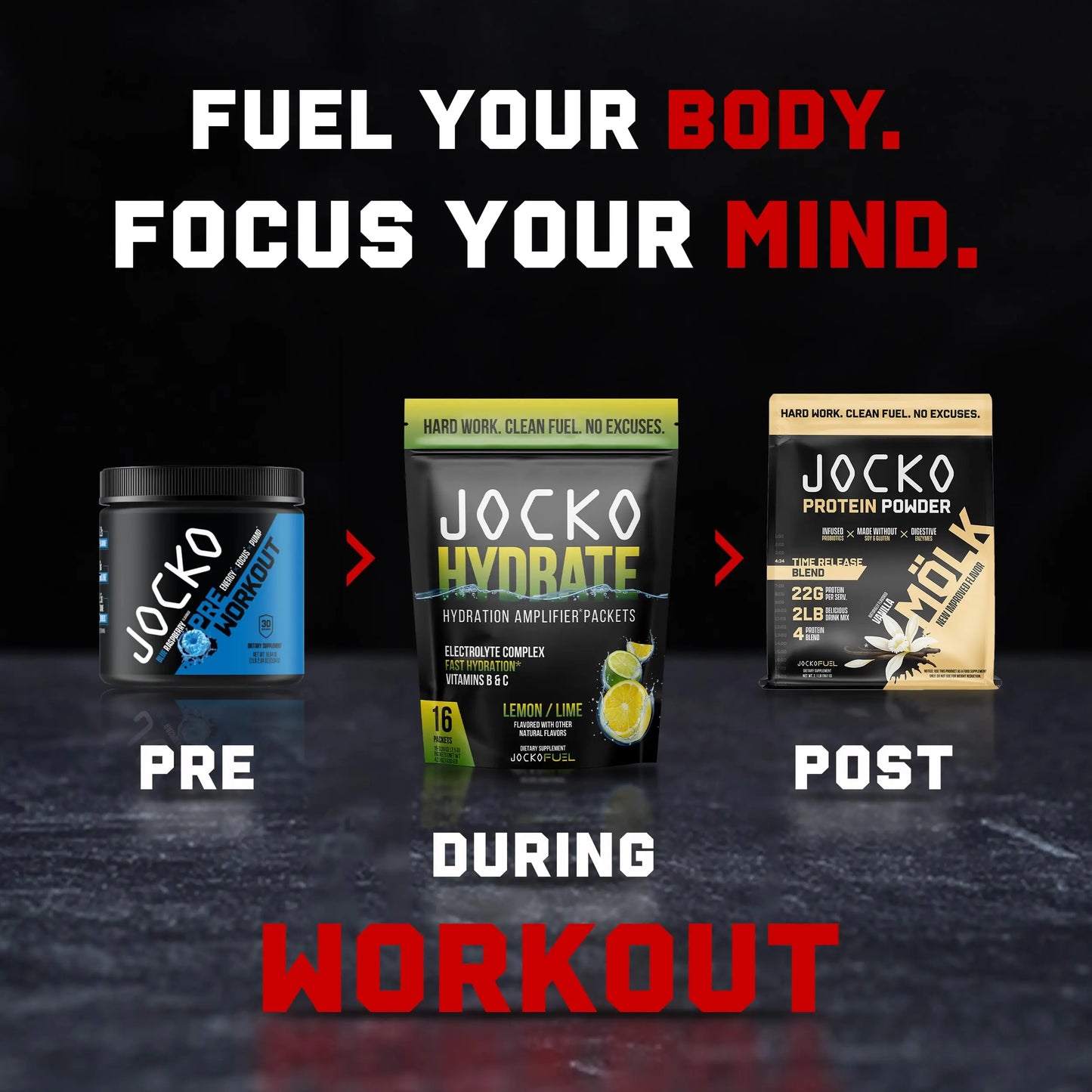 Jocko Fuel Packets Low Sugar - Hydration Amplifier Packets for Recovery, Dehydration, & Exercise - with Vitamins B6, B12 & C (16 Packets) Lemon Lime Jocko Fuel