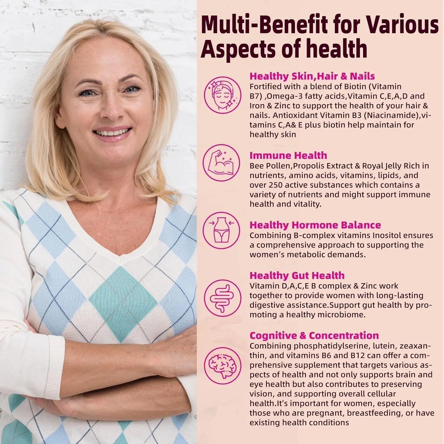 Lerinettia Multivitamin for Women Gummies for 40+ with Omega-3, Niacinamide, B-Complex, Lutein, Iron, Choline, Phosphatidylserine, Vitamin D3 Lerinettia buy australia supplements