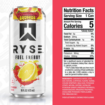 RYSE Fuel Energy Drink - Variety Pack - Sugar Free, Gluten Free & Vegan - 200mg Natural Caffeine, Taurine & Choline for Focus & Energy - No Artificial Colors - 16 fl oz Cans (12-Pack)