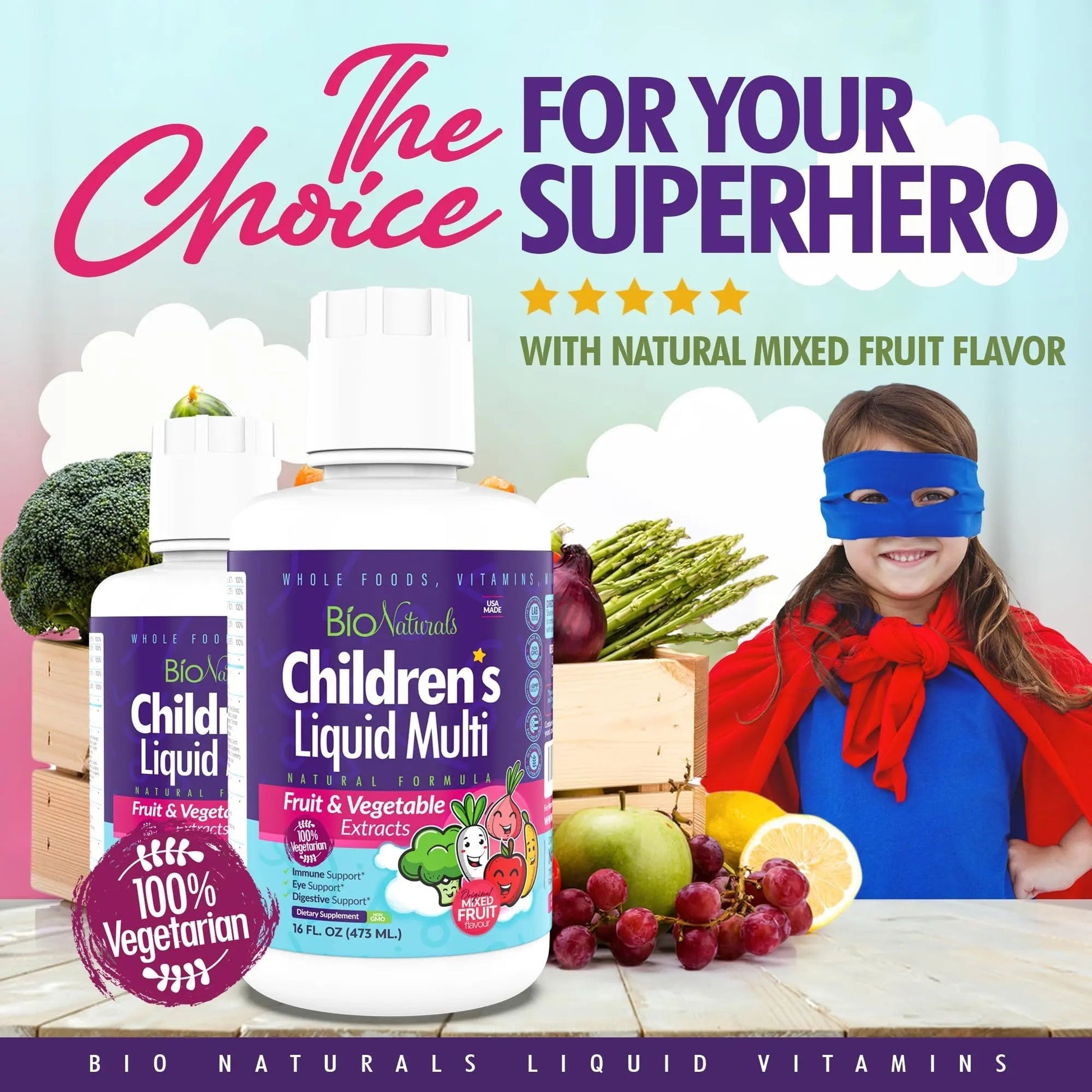 Bio Naturals Children's Liquid Multivitamin & Immune Booster - Natural Supplement for Kids & Toddlers with Vitamins A B C D3 E, Fiber Bio Naturals buy australia supplements