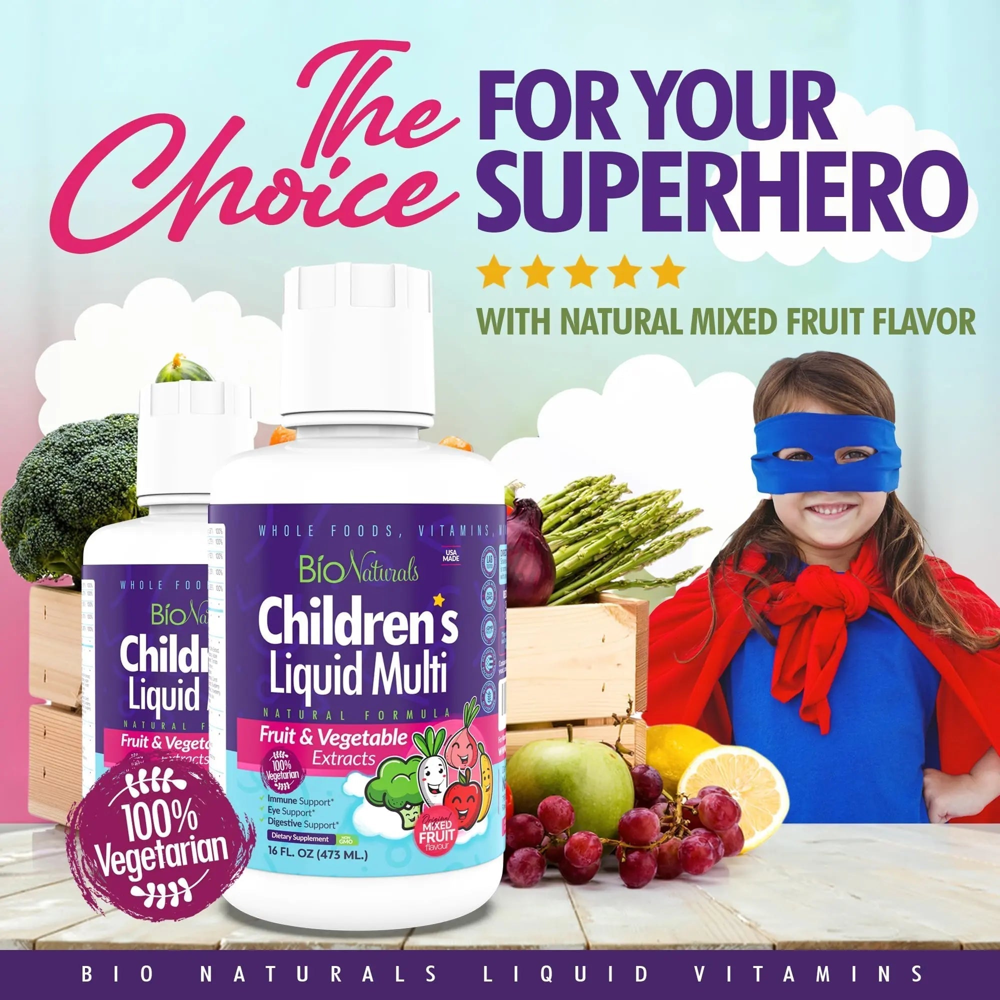 Bio Naturals Children's Liquid Multivitamin & Immune Booster - Natural Supplement for Kids & Toddlers with Vitamins A B C D3 E, Fiber Bio Naturals buy australia supplements