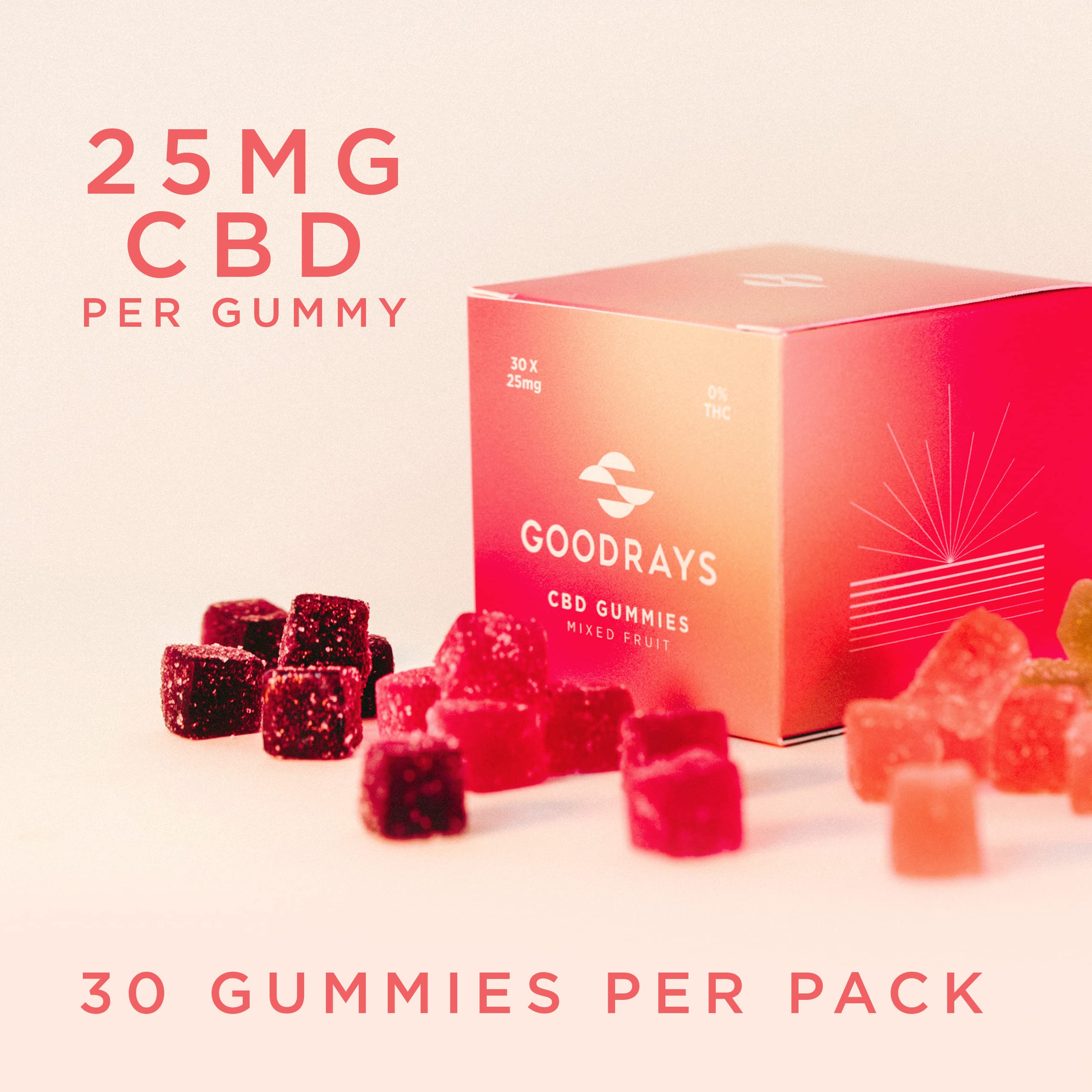 Goodrays - CBD Gummies - High Strength 30 x 25mg Mixed Fruits CBD Edibles Goodrays buy australia supplements
