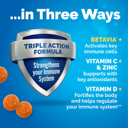 Emergen-C Immune+ Triple Action Immune Support Gummies, BetaVia (R), 1000mg Vitamin C, B Vitamins, Vitamin D and Antioxidants Emergen-C