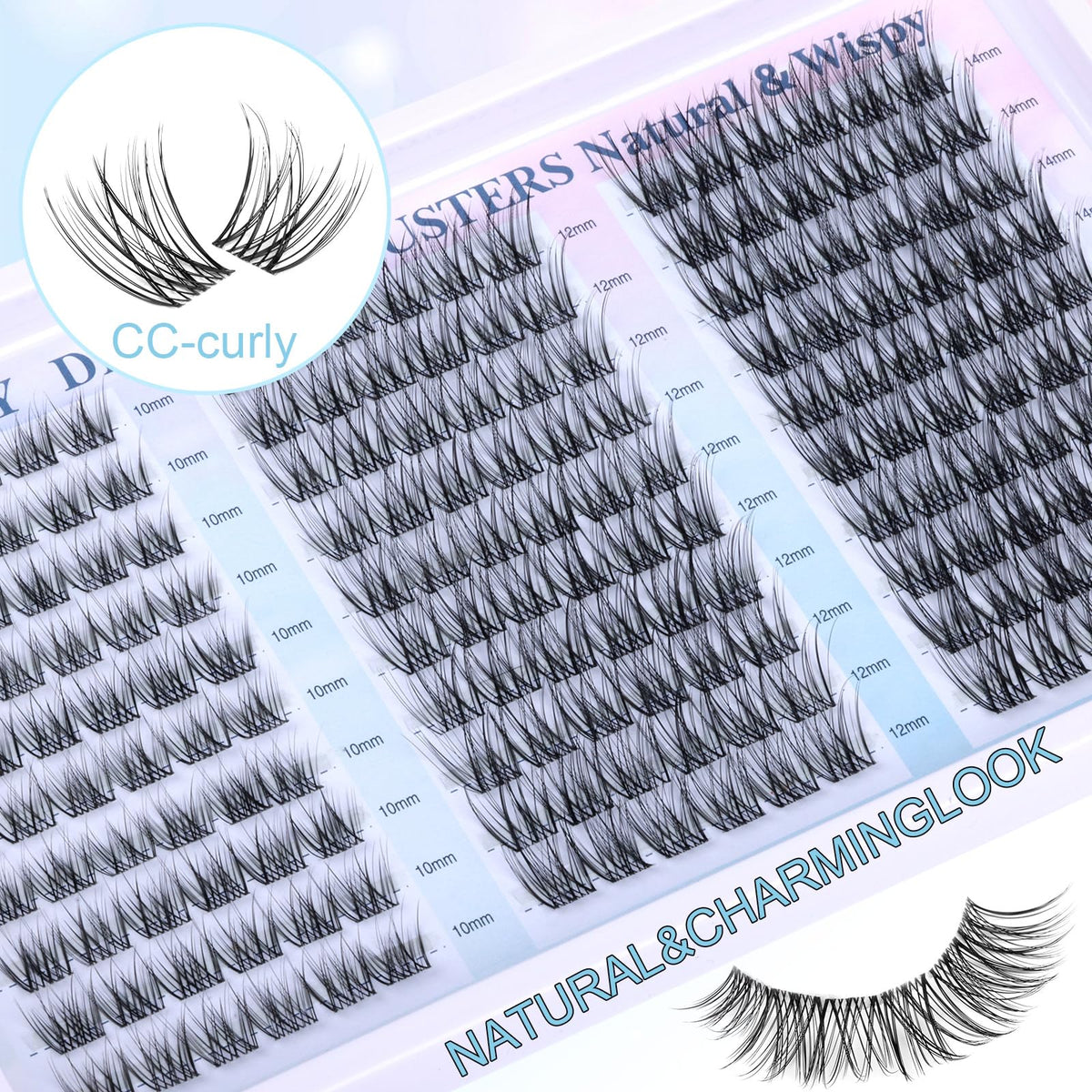 Lash Clusters Wispy Eyelash Clusters Natural CC-Curly Cluster Lashes zanlufly Wispy Individual Lashes 180Pcs Eyelash Extension 10 12 14MM DIY Lash Extension zanlufly