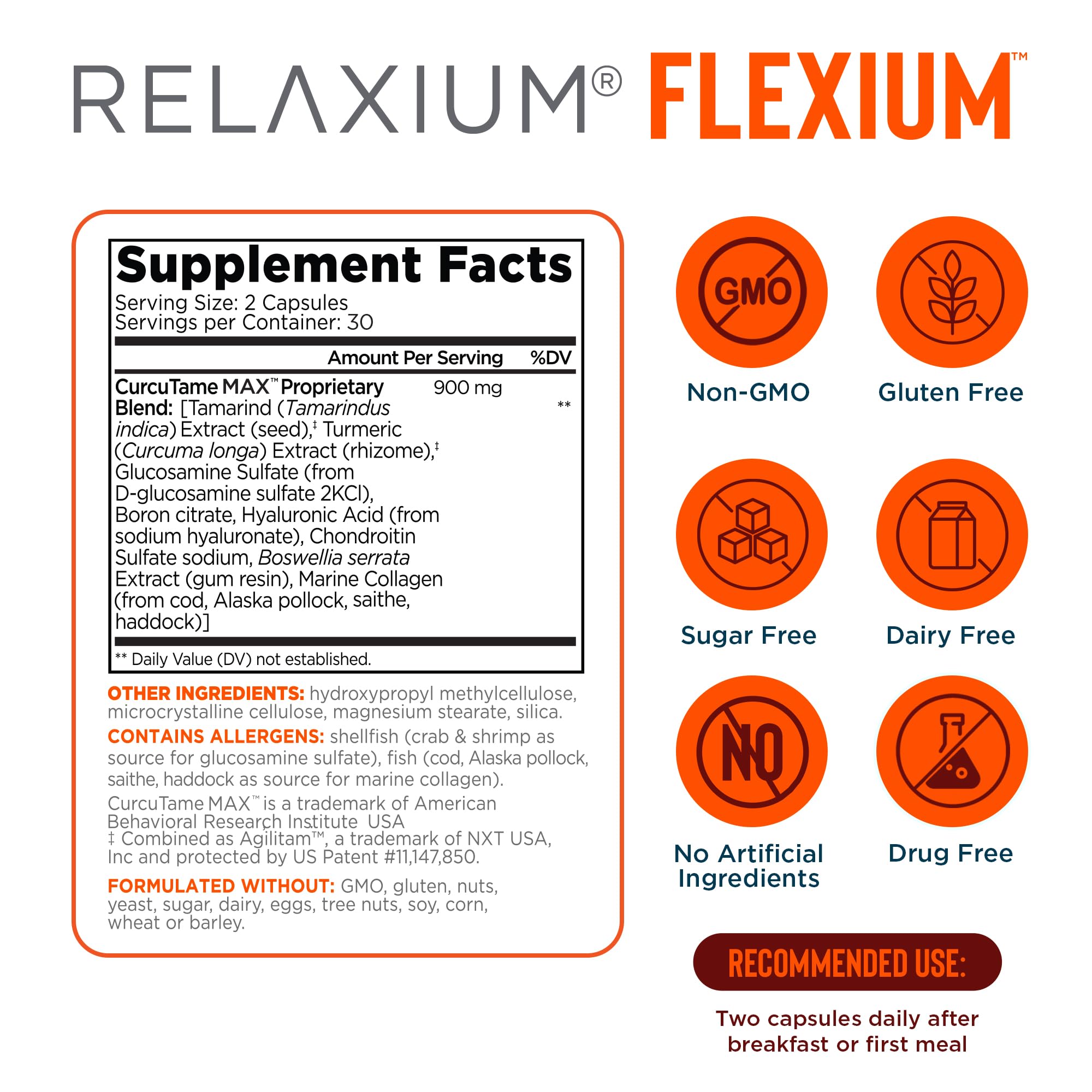 Relaxium Flexium Joint Support Supplement, Drug-Free, with CurcuTame Blend, Turmeric Supplement Formulated to Support Comfort and Mobility, 60 Capsules Relaxium buy australia supplements