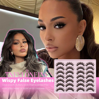 14 Pairs Wispy Mink Lashes False Eye Lashes Natural Look 5D Volume 16mm Fake Eyelashes Pack by TNFVLONEINS TNFVLONEINS