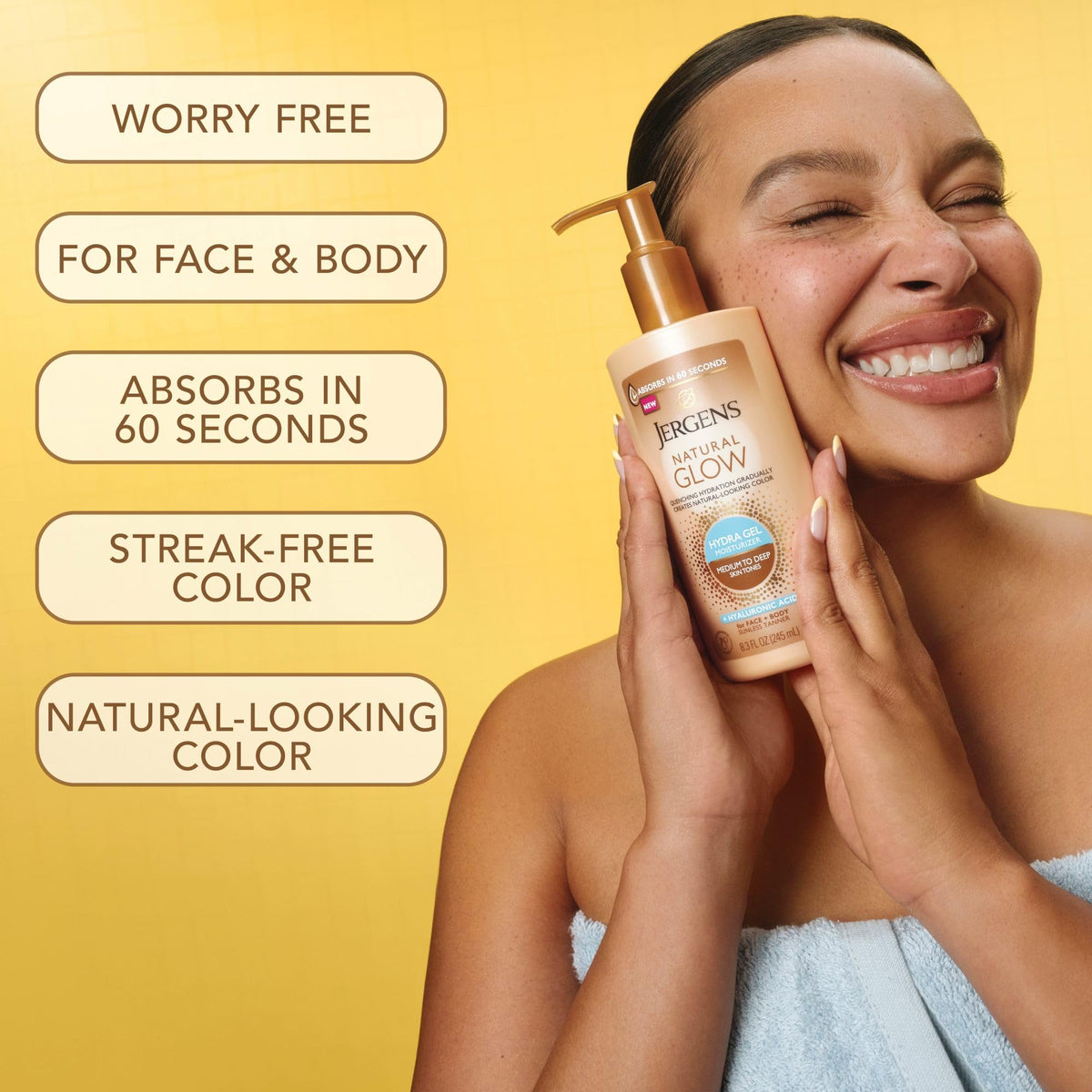 Jergens Natural Glow Hydra Gel Self Tanner, Medium to Deep, 8.3 fl oz Jergens