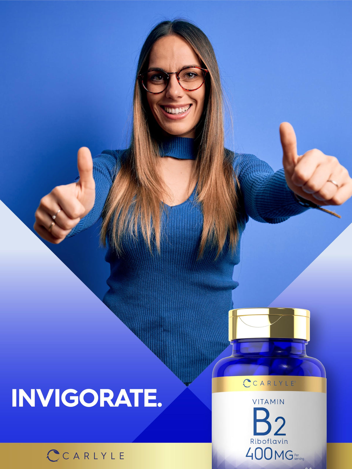 Carlyle Vitamin B-2 400mg | 180 Count | Non-GMO, Gluten Free Supplement | B2 Riboflavin Carlyle