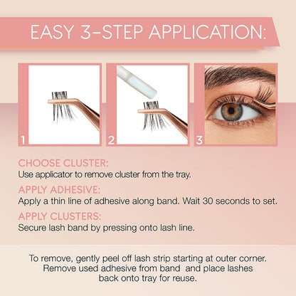 Ardell Naked Clusters 437 – Lightweight Human Hair Natural Cluster Lashes with Invisiband, Mixed Length 8–14 mm, DIY Lash Extensions, 50 Lash Clusters Ardell