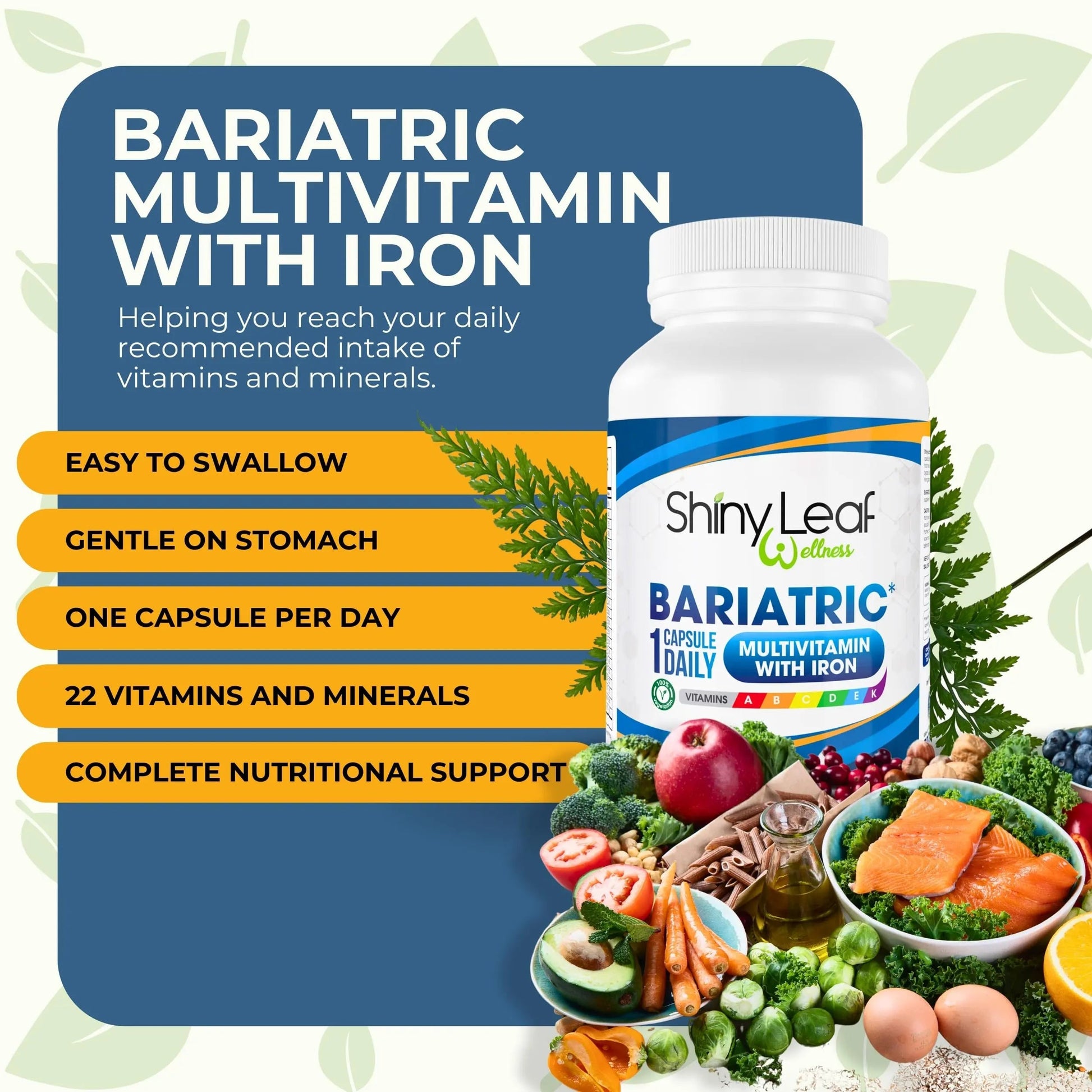 Bariatric Multivitamin with Iron One Capsule Per Day and CoQ10 100mg Supplement for Brain Health and Energy Management Shiny Leaf buy australia supplements
